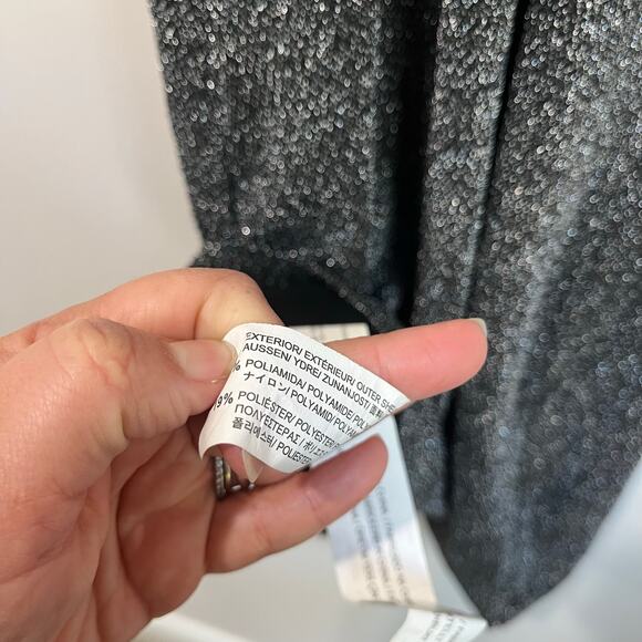 Zara Black Metallic Strappy Slip Dress Sparkle Back Party Cocktail Sz S - Picture 6 of 7